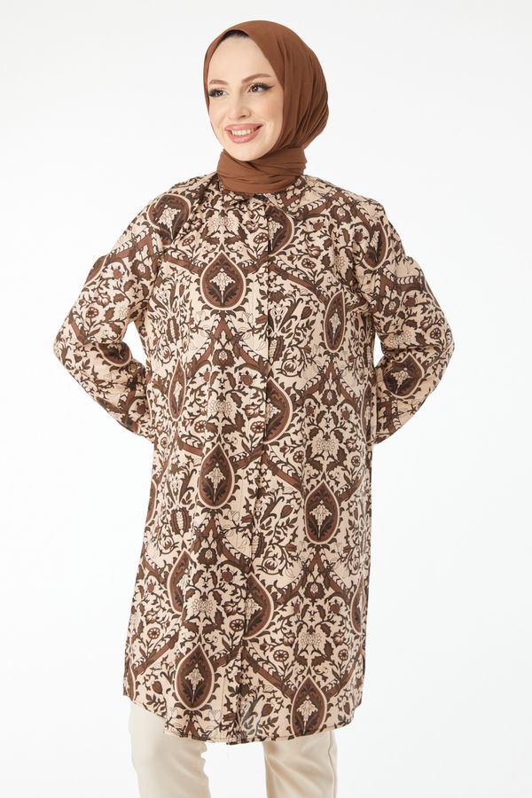 Desenli Tunik Kahverengi - 24502 KAHVERENGİ