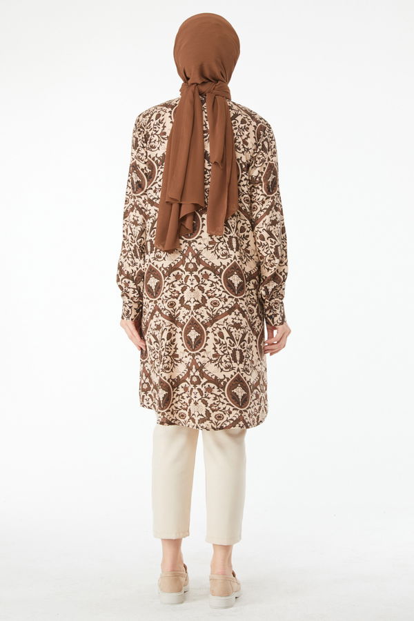 Desenli Tunik Kahverengi - 24502 KAHVERENGİ