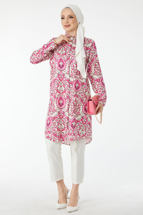 Desenli Tunik Fuşya - 24502 FUŞYA
