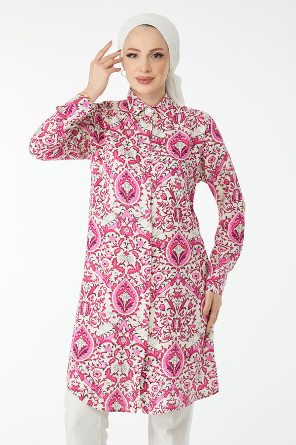 Desenli Tunik Fuşya - 24502 FUŞYA