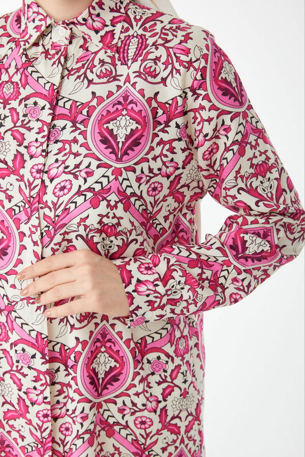 Desenli Tunik Fuşya - 24502 FUŞYA