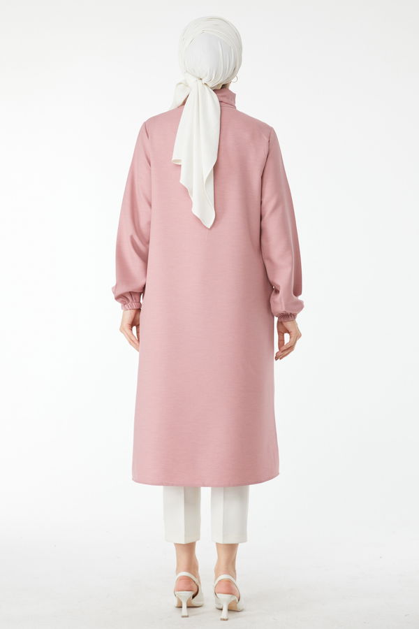 Yaka Bağcık Detaylı Tunik Pembe - 24513
