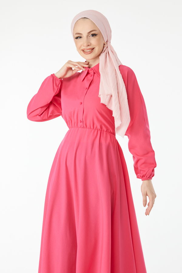 Beli Lastikli Elbise Fuşya - 24526 FUŞYA