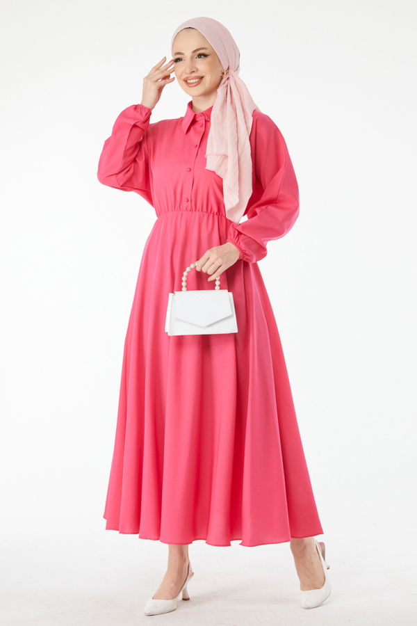 Beli Lastikli Elbise Fuşya - 24526 FUŞYA