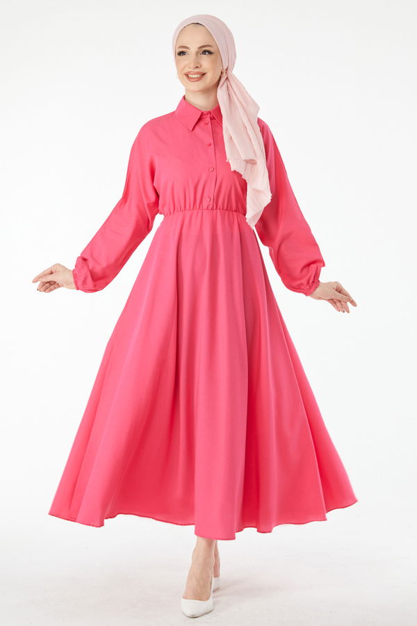Beli Lastikli Elbise Fuşya - 24526 FUŞYA