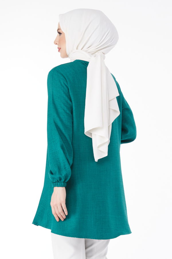 İncili Büzgülü Tunik Yeşil - 24623 YEŞİL