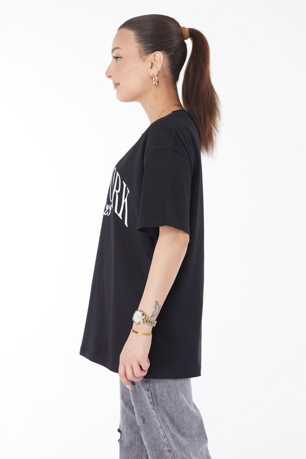 Kısa Kollu Baskılı T-shirt Siyah - 24629