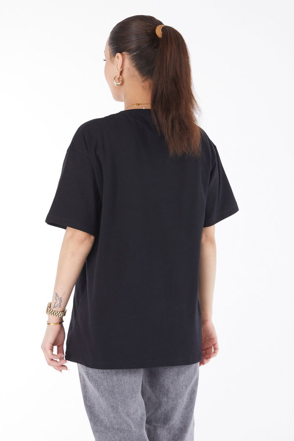 Kısa Kollu Baskılı T-shirt Siyah - 24629