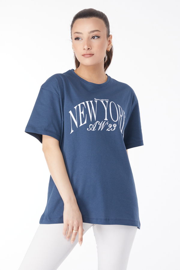 Kısa Kollu Baskılı T-shirt Antrasit - 24629