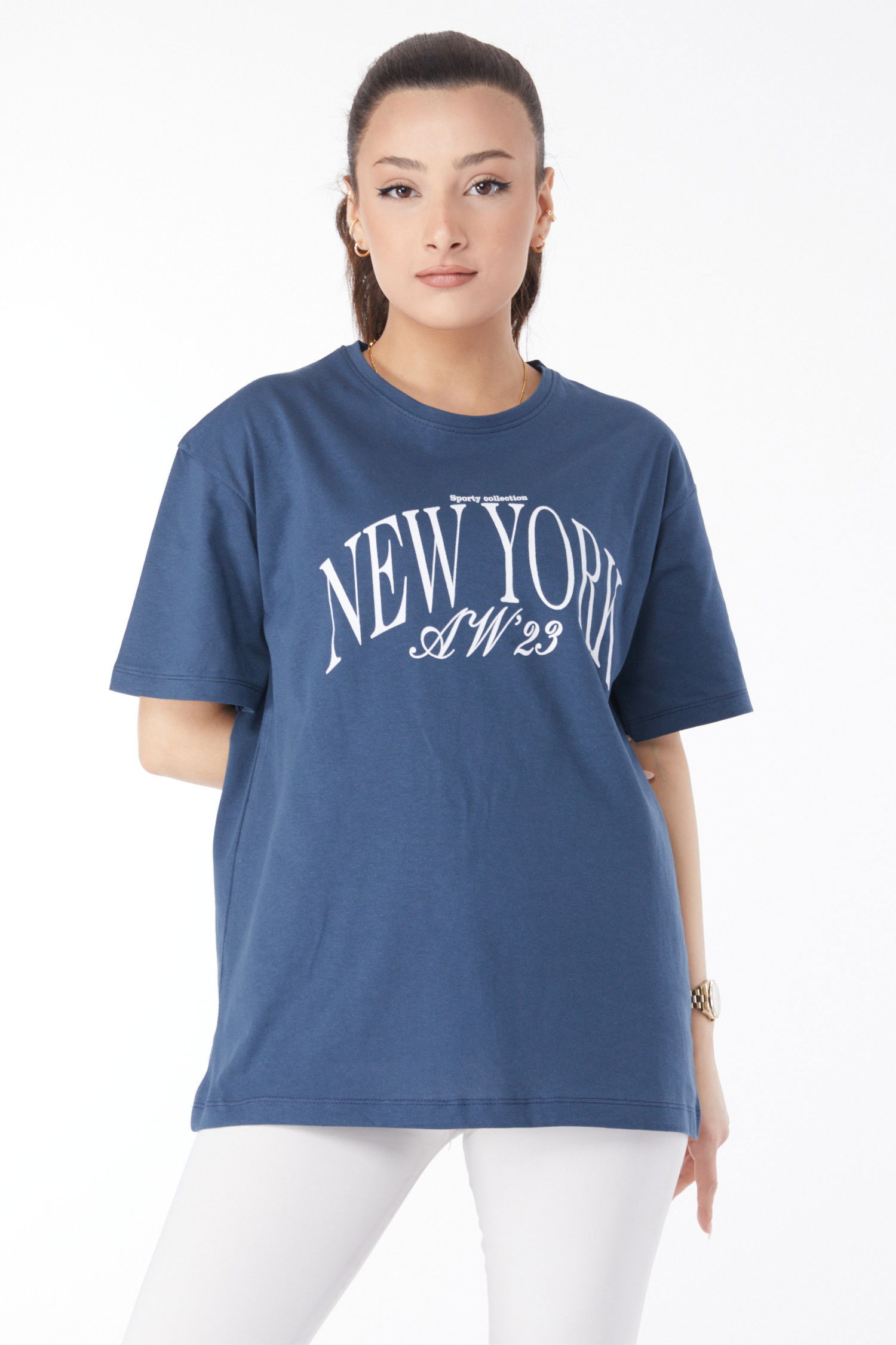 Kısa Kollu Baskılı T-shirt Antrasit - 24629