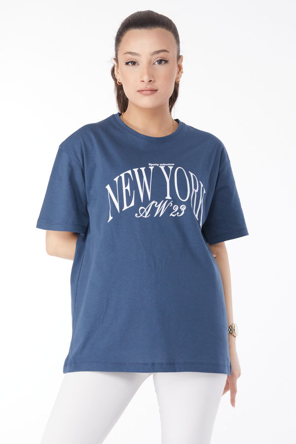 Kısa Kollu Baskılı T-shirt Antrasit - 24629