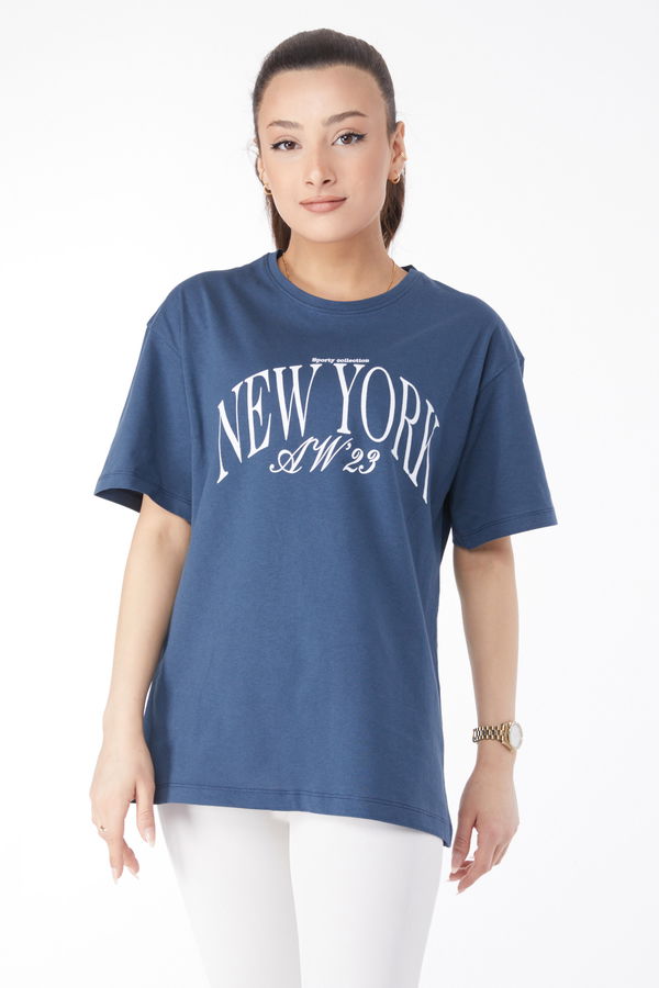 Kısa Kollu Baskılı T-shirt Antrasit - 24629