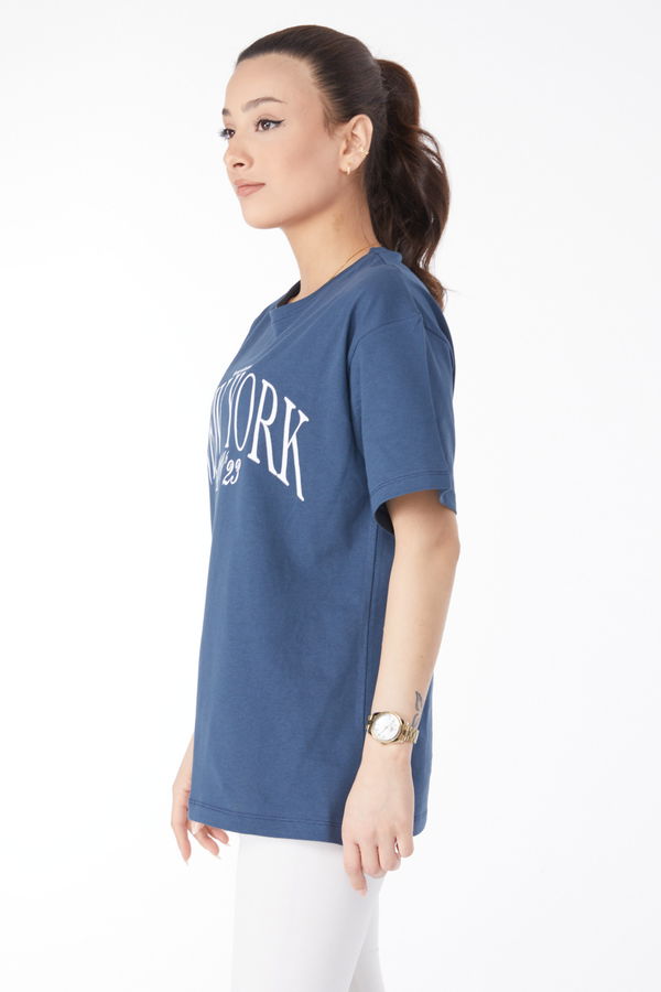 Kısa Kollu Baskılı T-shirt Antrasit - 24629