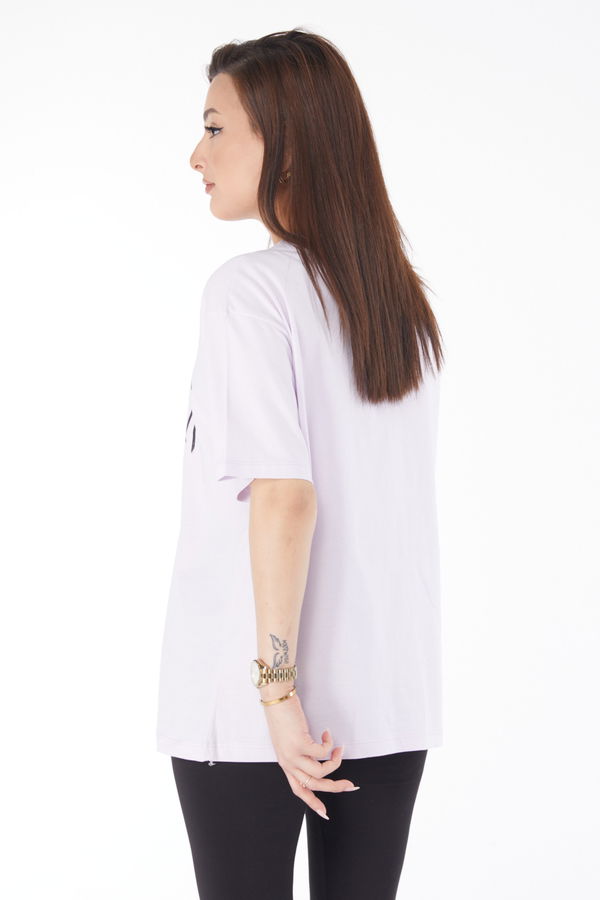 Kısa Kollu Baskılı T-shirt Lila - 24629 LİLA