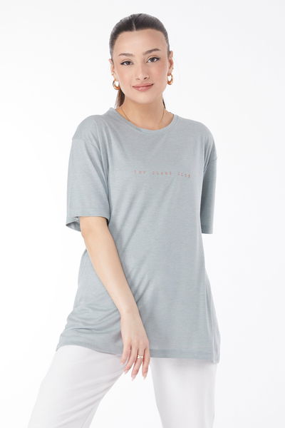 Kısa Kollu Baskılı T-shirt Yeşil - 24630