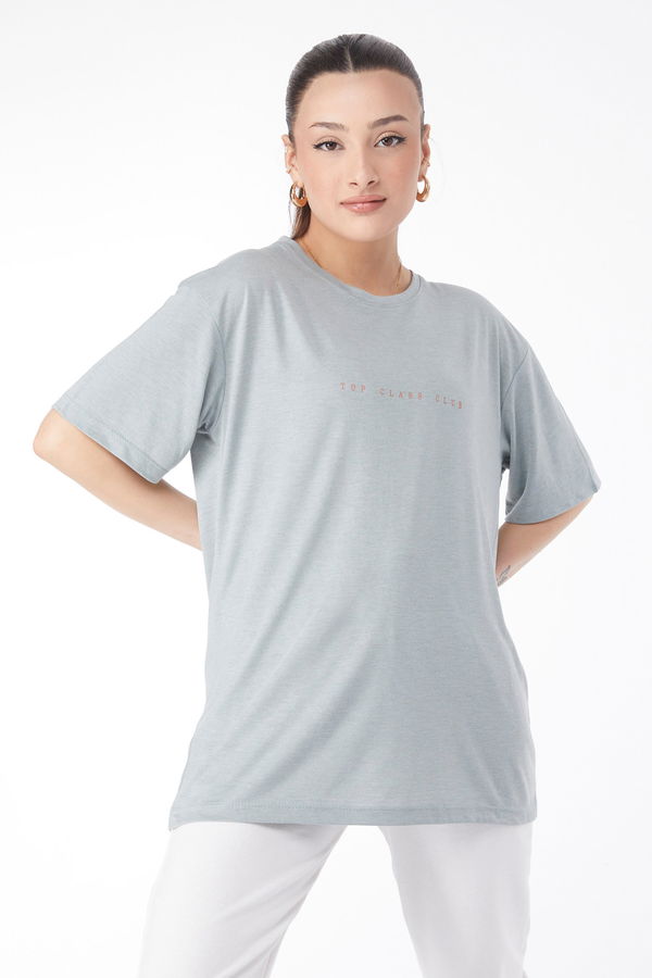 Kısa Kollu Baskılı T-shirt Yeşil - 24630