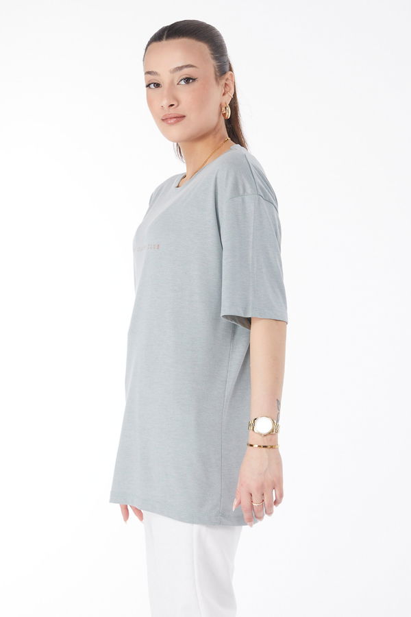 Kısa Kollu Baskılı T-shirt Yeşil - 24630
