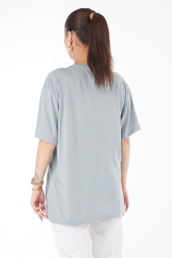 Kısa Kollu Baskılı T-shirt Yeşil - 24630