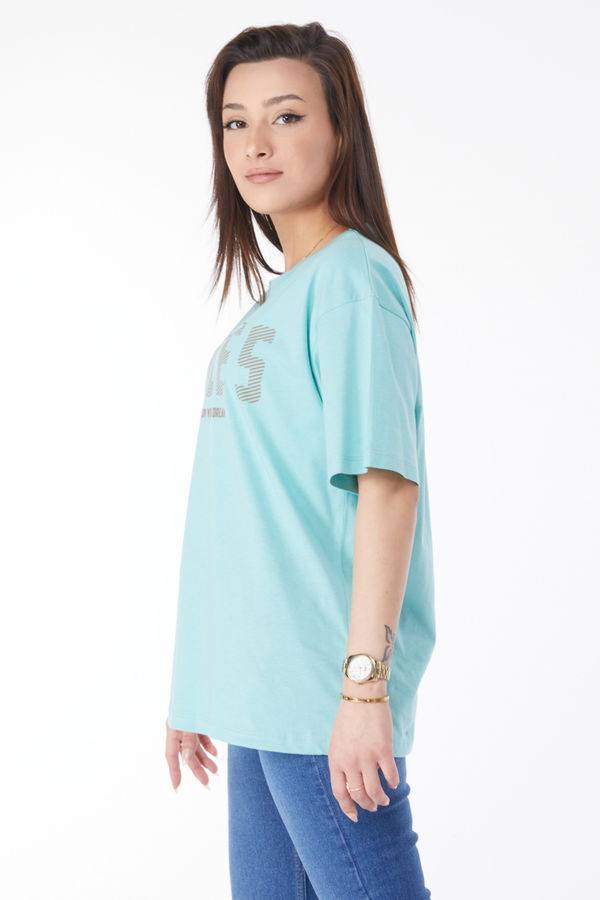 Kısa Kollu Baskılı T-shirt Yeşil - 24631 YEŞİL