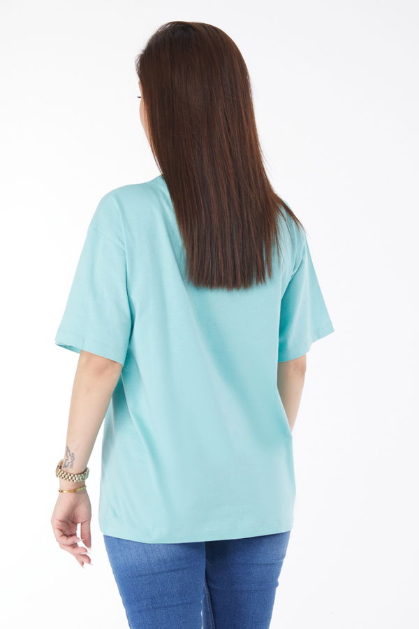 Kısa Kollu Baskılı T-shirt Yeşil - 24631 YEŞİL