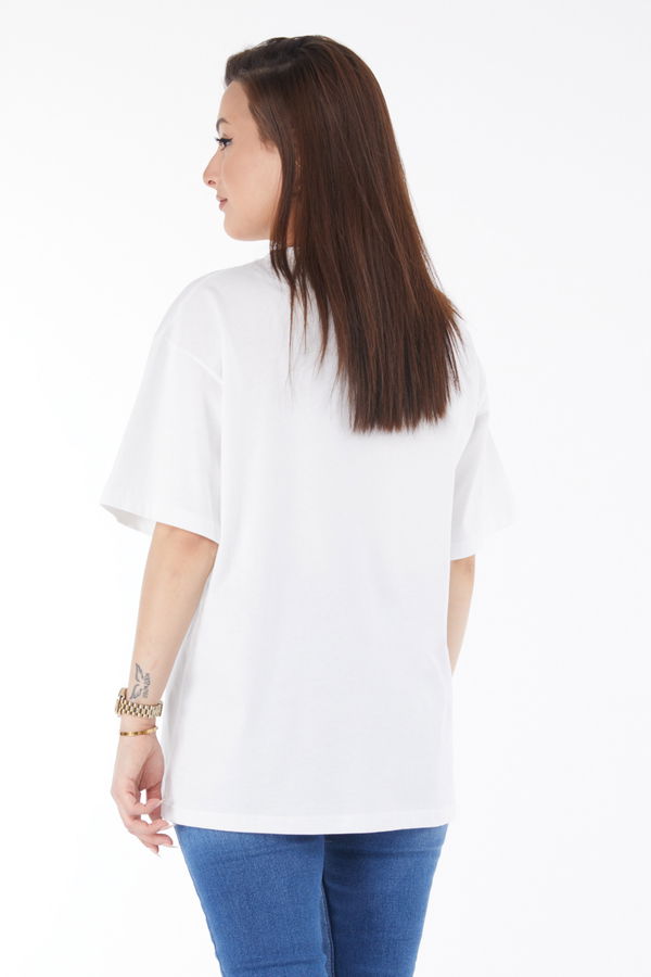 Kısa Kollu Baskılı T-shirt Beyaz - 24632 BEYAZ