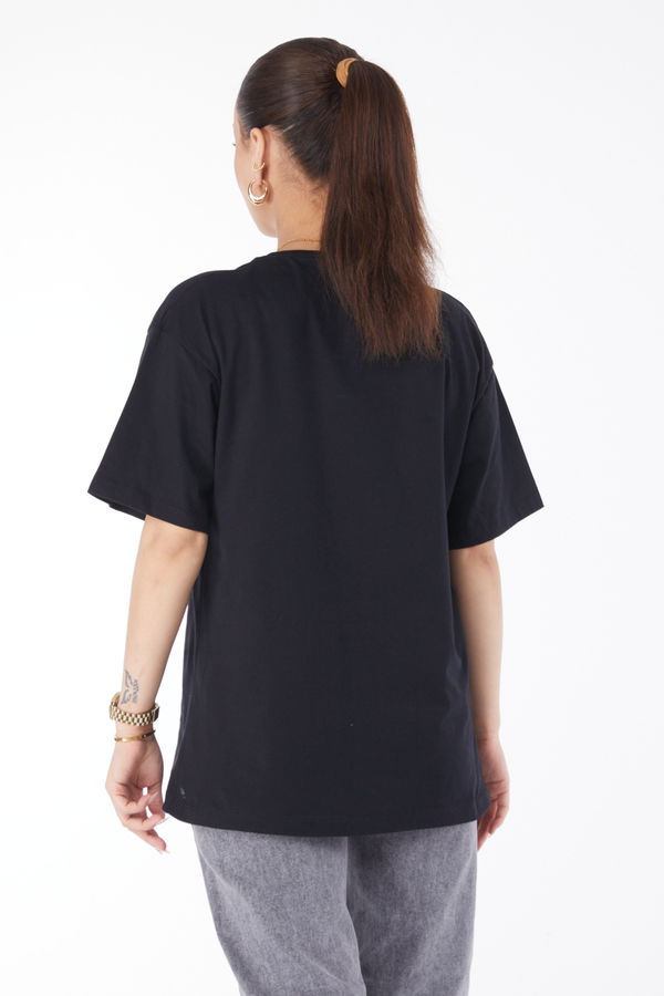 Kısa Kollu Baskılı T-shirt Siyah - 24632 SİYAH