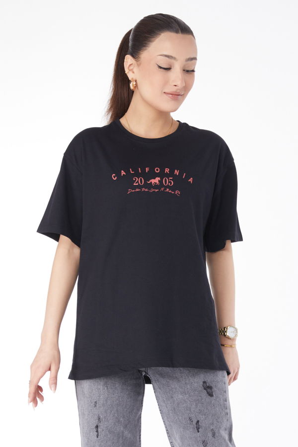 Kısa Kollu Baskılı T-shirt Siyah - 24632 SİYAH