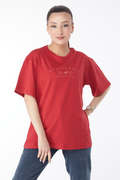 Kısa Kollu Baskılı T-shirt Kırmızı - 24632 Kırmızı