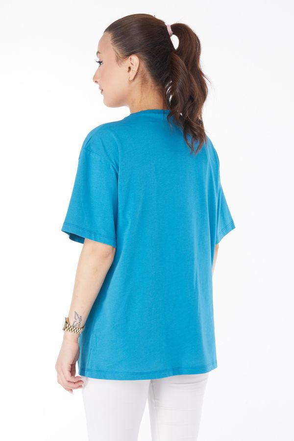 Kısa Kollu Baskılı T-shirt Petrol - 24632 PETROL
