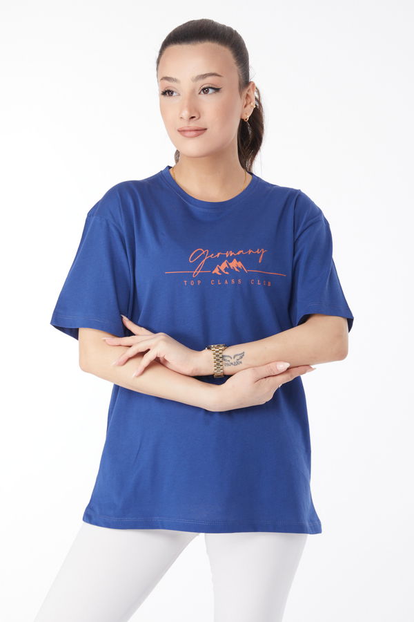 Kısa Kollu Baskılı T-shirt Lacivert - 24633 LACİVERT