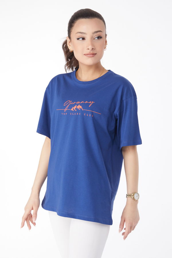 Kısa Kollu Baskılı T-shirt Lacivert - 24633 LACİVERT