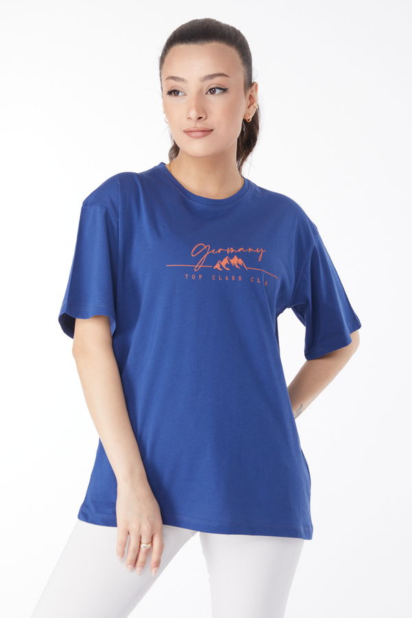 Kısa Kollu Baskılı T-shirt Lacivert - 24633 LACİVERT