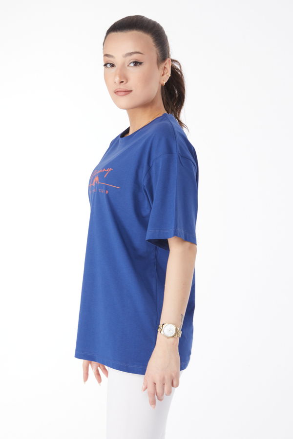 Kısa Kollu Baskılı T-shirt Lacivert - 24633 LACİVERT