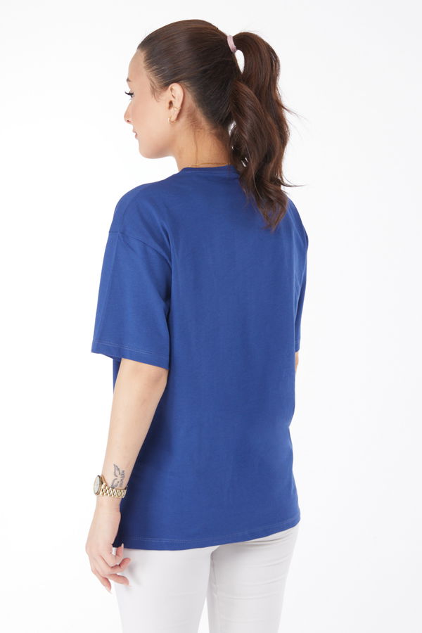 Kısa Kollu Baskılı T-shirt Lacivert - 24633 LACİVERT
