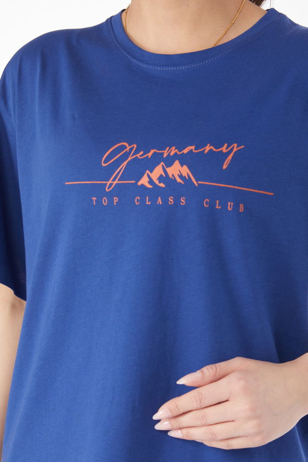 Kısa Kollu Baskılı T-shirt Lacivert - 24633 LACİVERT