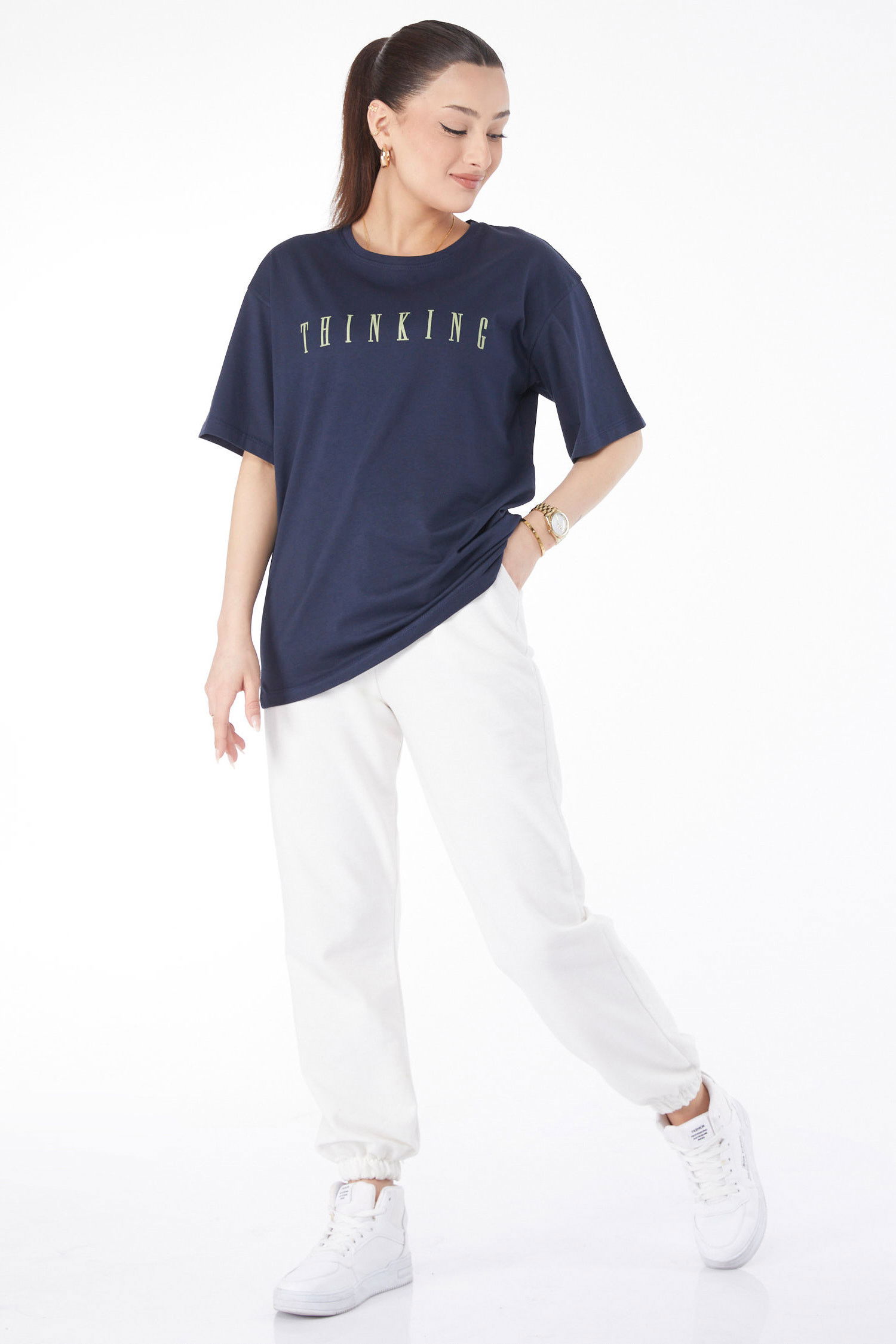 Kısa Kollu Baskılı T-shirt Lacivert - 24634 LACİVERT