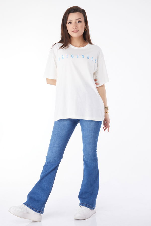 Kısa Kollu Baskılı T-shirt Beyaz - 24636 BEYAZ