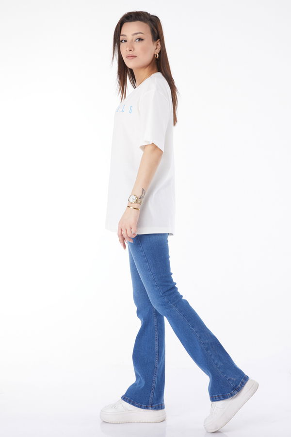 Kısa Kollu Baskılı T-shirt Beyaz - 24636 BEYAZ
