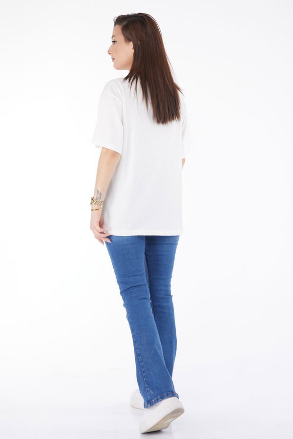Kısa Kollu Baskılı T-shirt Beyaz - 24636 BEYAZ