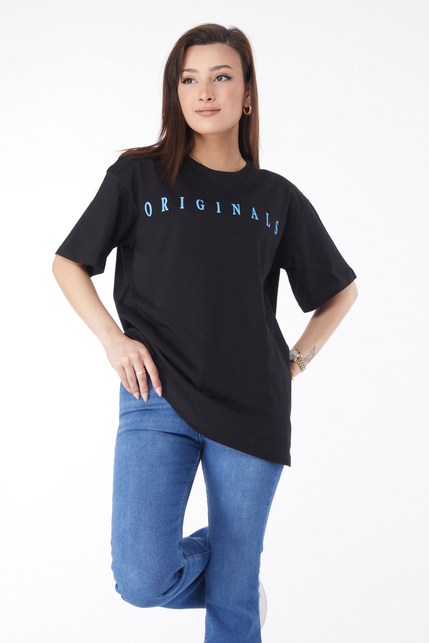 Kısa Kollu Baskılı T-shirt Siyah - 24636 SİYAH