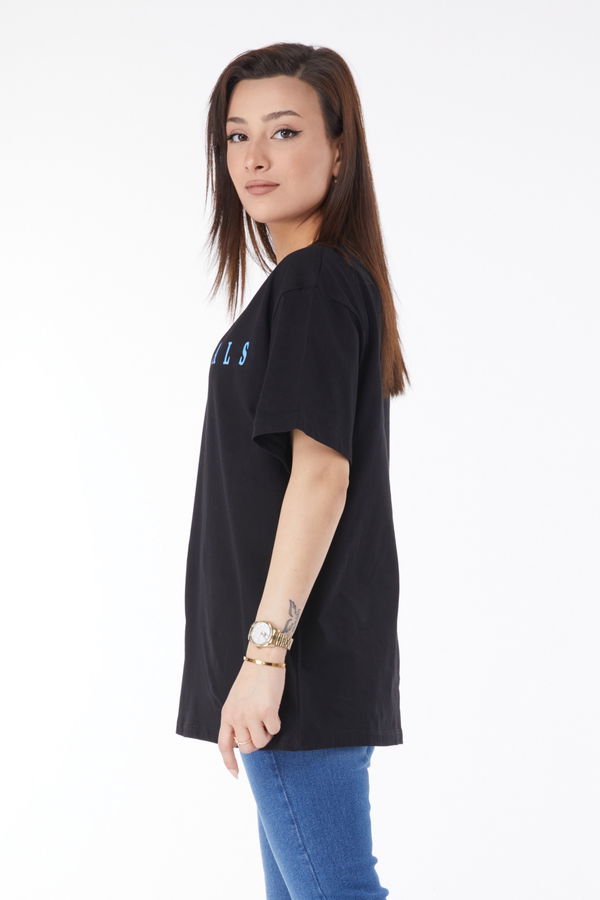 Kısa Kollu Baskılı T-shirt Siyah - 24636 SİYAH