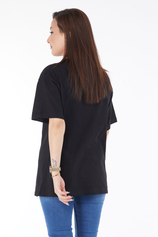 Kısa Kollu Baskılı T-shirt Siyah - 24636 SİYAH
