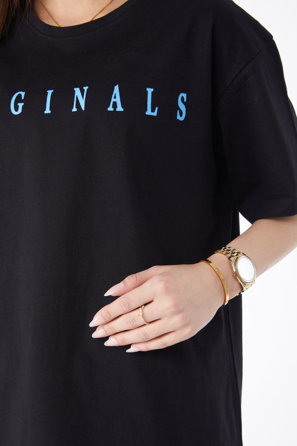 Kısa Kollu Baskılı T-shirt Siyah - 24636 SİYAH