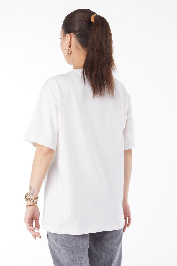 Kısa Kollu Baskılı T-shirt Beyaz - 24638