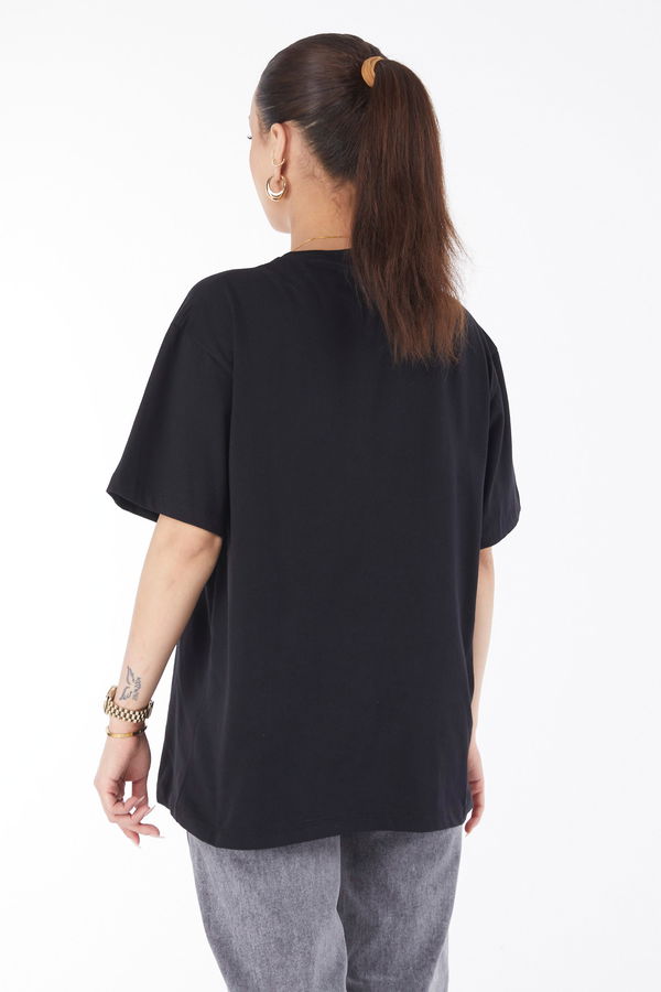 Kısa Kollu Baskılı T-shirt Siyah - 24638 SİYAH
