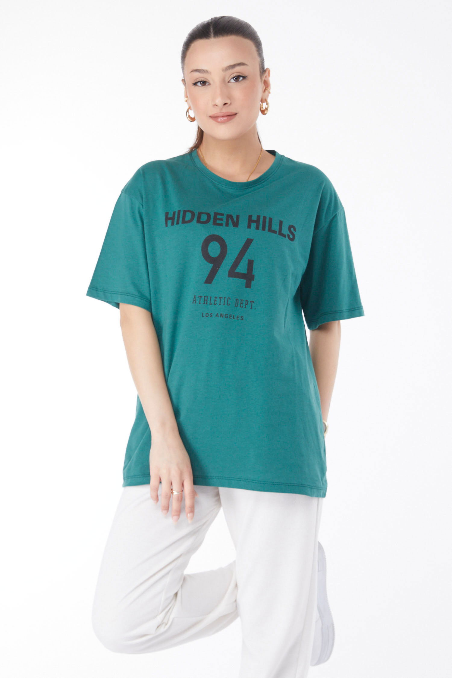 Kısa Kollu Baskılı T-shirt Yeşil - 24638