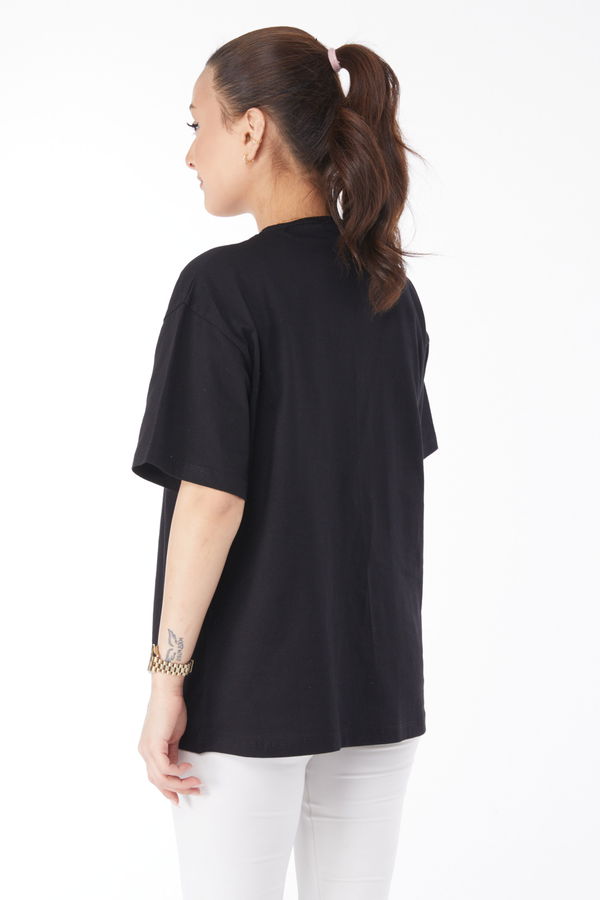 Kısa Kollu Baskılı T-shirt Siyah - 24639 SİYAH