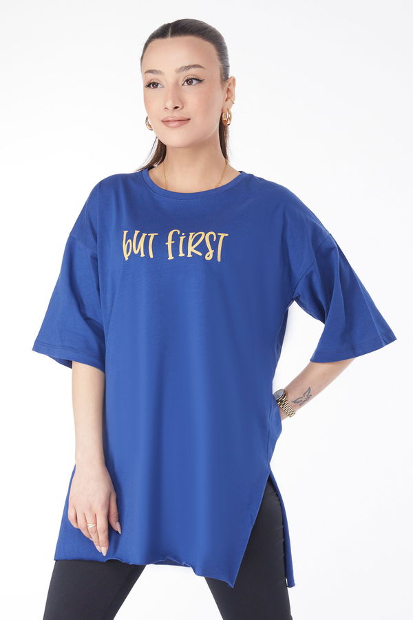 Kısa Kollu Baskılı T-shirt Lacivert - 24640 LACİVERT