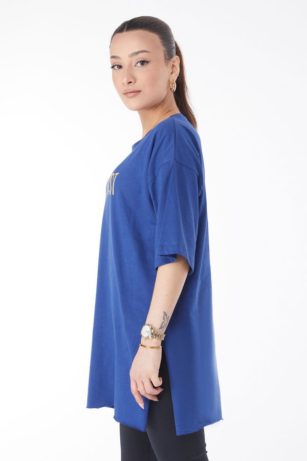 Kısa Kollu Baskılı T-shirt Lacivert - 24640 LACİVERT