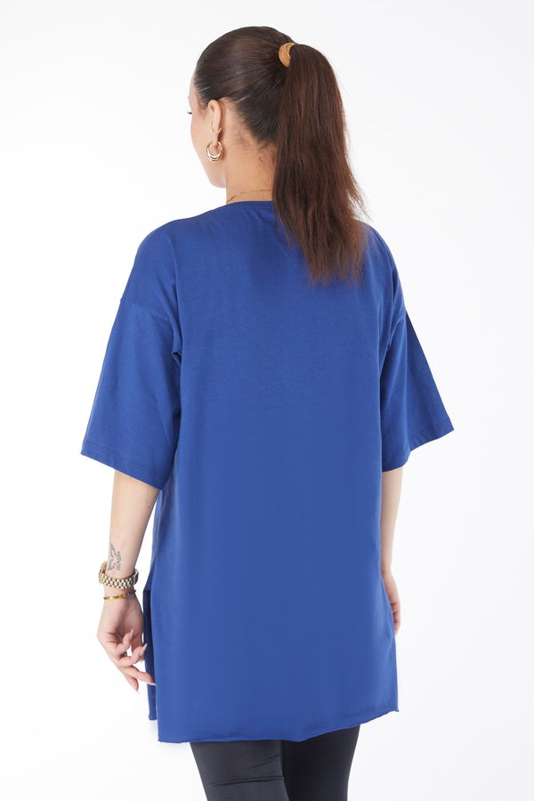 Kısa Kollu Baskılı T-shirt Lacivert - 24640 LACİVERT